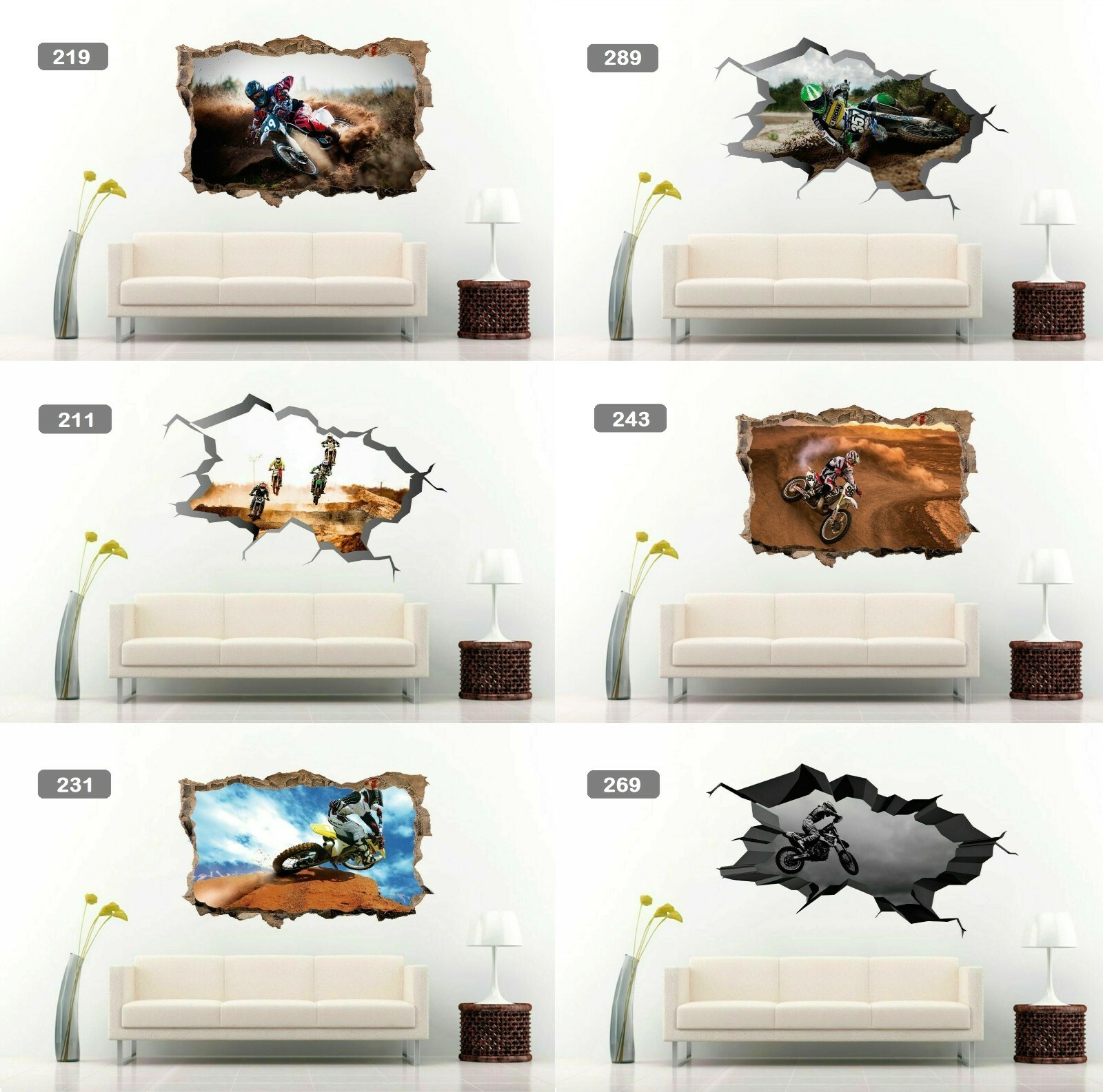 Dirt Bike Racing Jumping Riding Motocross 3D Wall Sticker Vinyl Decal Art Mural