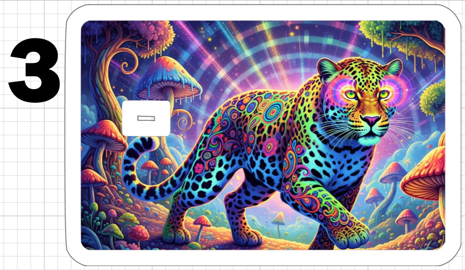 Acid Trip Leopard ATM Debit Credit Gift Card Sticker Skin Rainbow Neon Retro