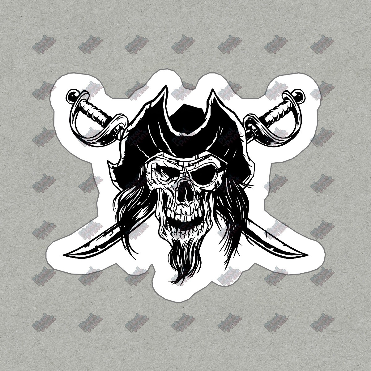 Pirate Skull and Cross Swords Vinyl Sticker Decal for Laptop, Water #921620