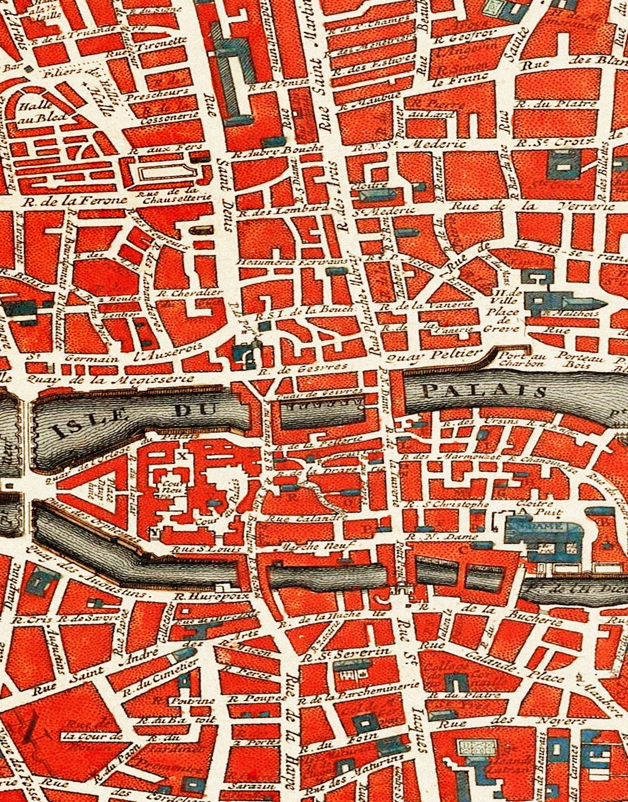 Vintage Map of Paris Wall Mural. Plattegrond van Parijs (ca. 1721–1774) by Guill