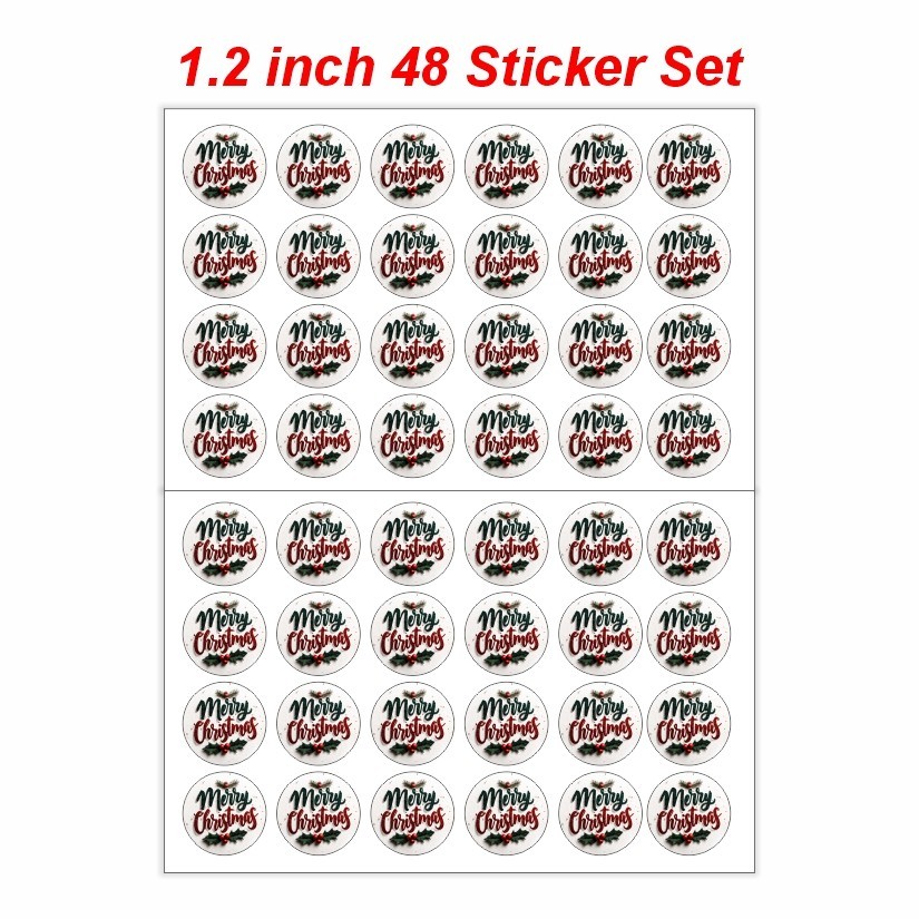 Merry Christmas Round Dot Stickers Set, 1.2″ & 1.5″