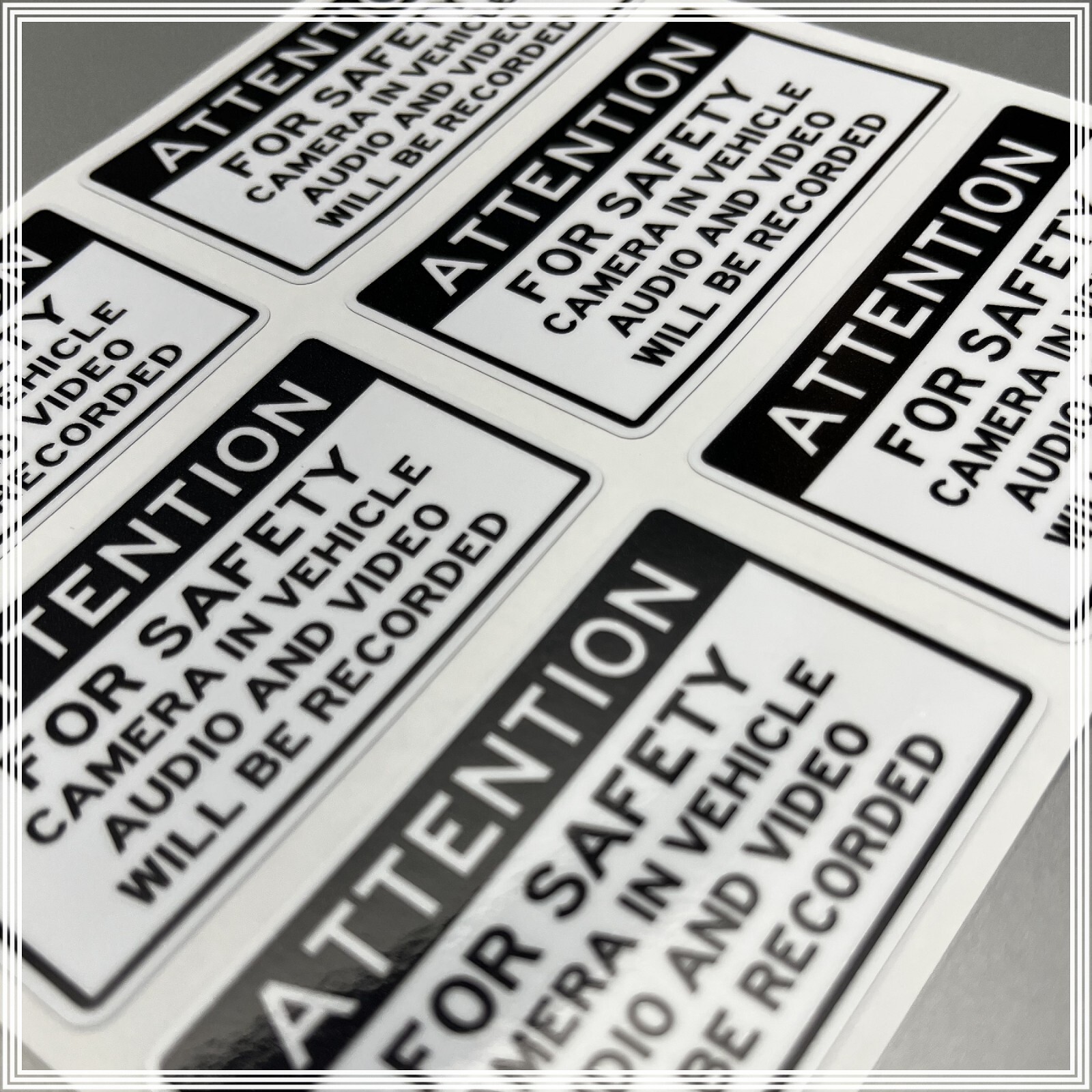 Camera in Car Recording Video 6-Pack Decals Black & White 2.5″ x 1.5″ for Uber