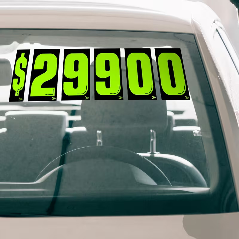 0-9 Set of 33 Numbers Vinyl Sticker Decals 7 1/2 in Pricing Stickers Car Dealer