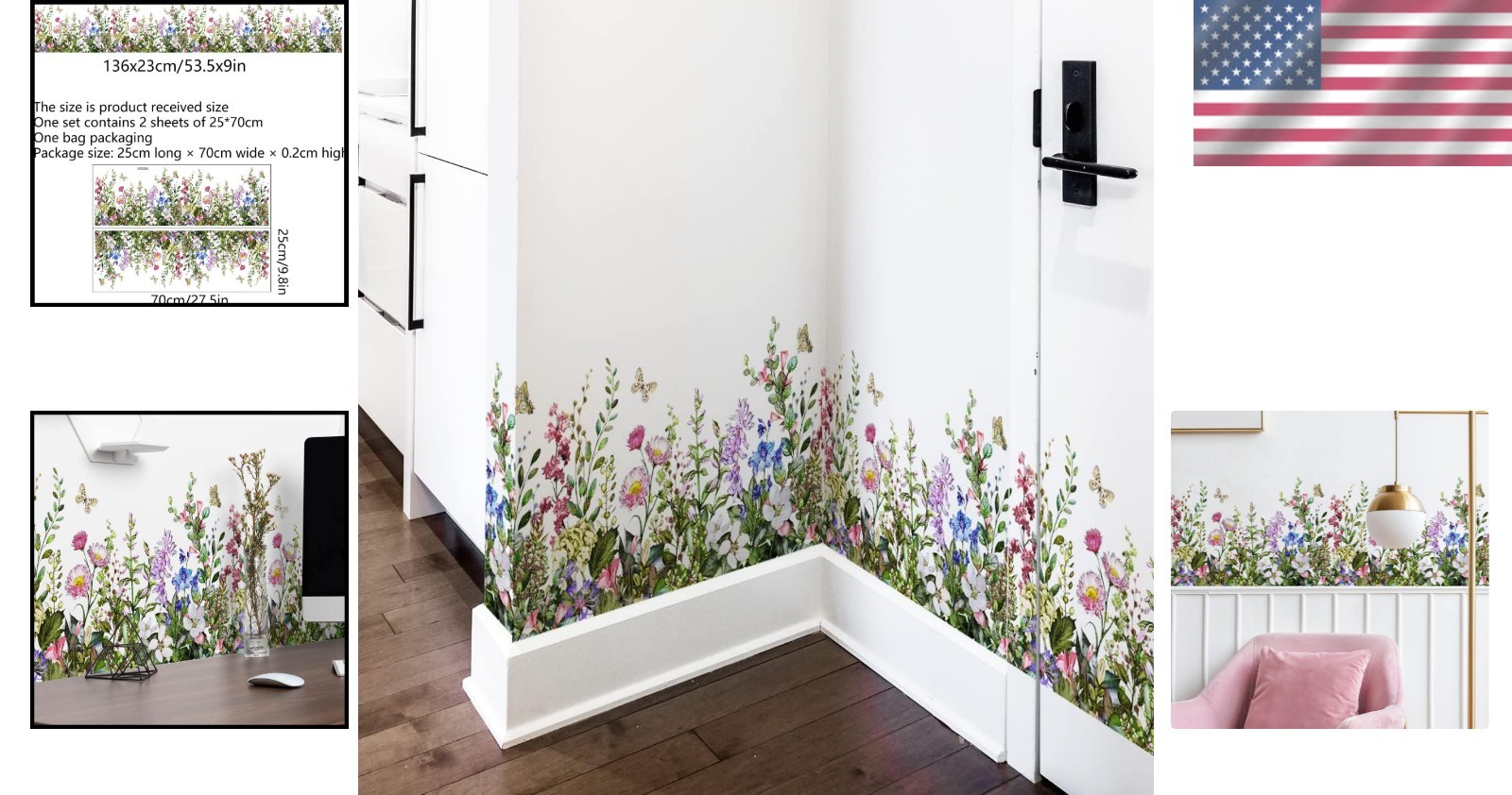 Colorful Corner Wall Stickers with Flowers and Butterflies – Easy to Install