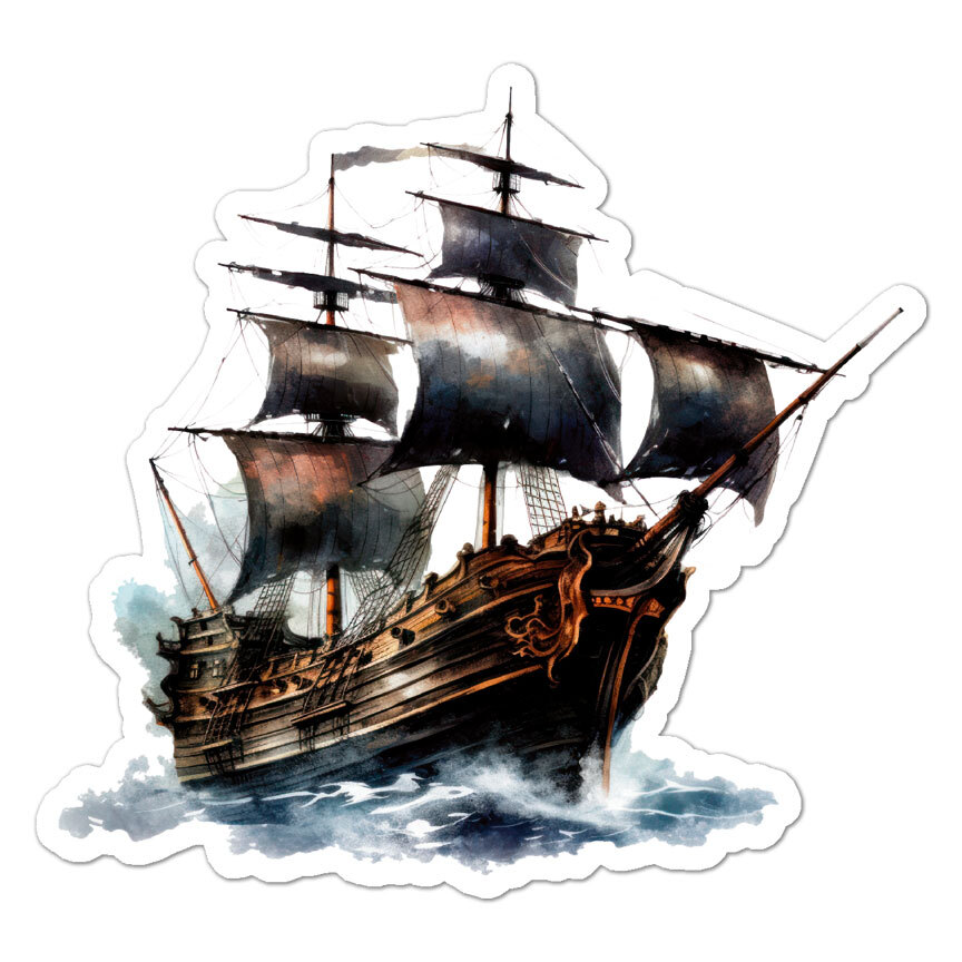 Pirate Ship Sail, Vinyl Decal Sticker, Indoor Outdoor, 3 Sizes, #9988