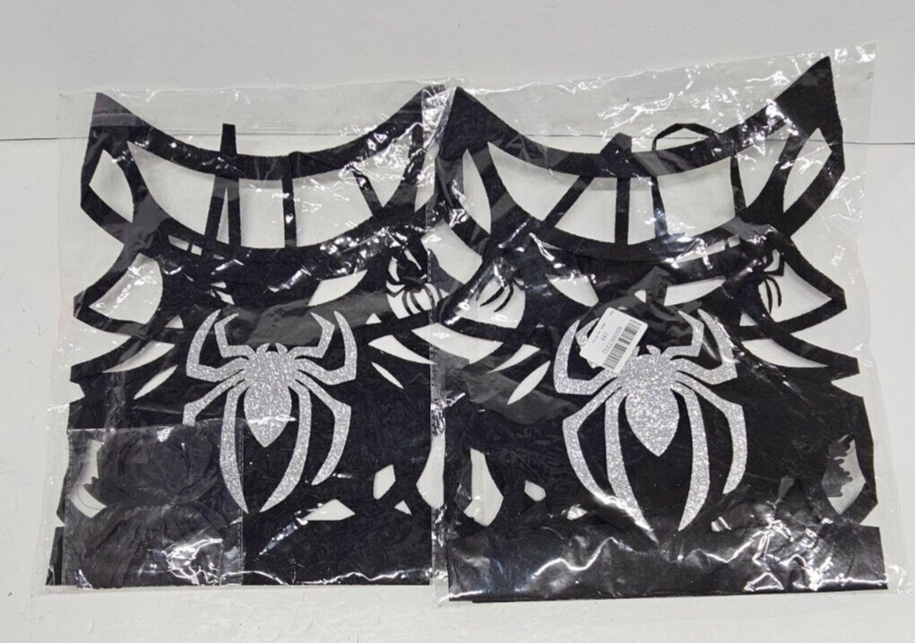 2 Packs Halloween Spider Flower Black window Scarves Black Spider Web 31×24″