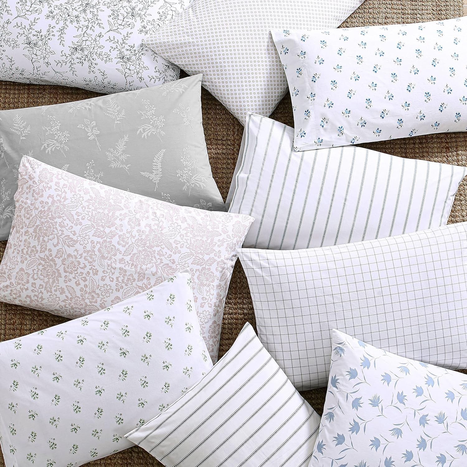 Queen Sheets, Cotton Percale Queen, Trenton Stripe Green