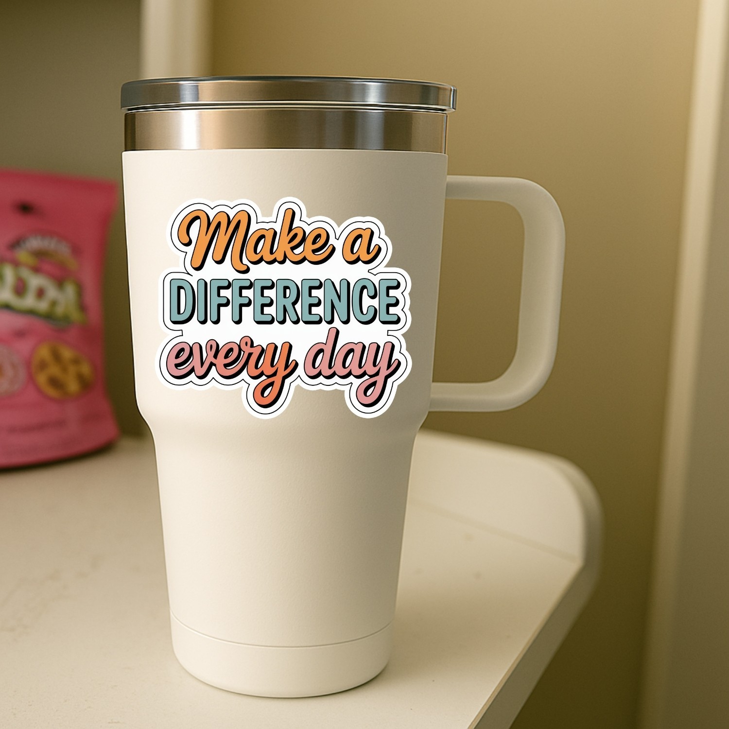 4PCS “Make a Difference Every Day” Stickers, Inspirational Positive Message Gift