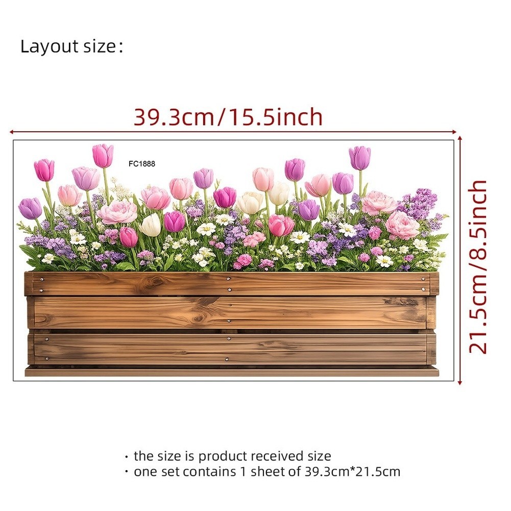 Self-Stick PVC Wall Sticker with Vibrant Summer Floral Design 39.3×21.5in