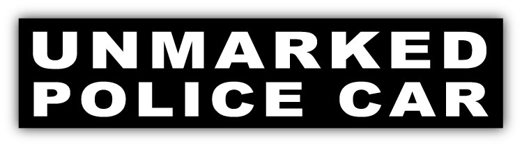 Unmarked Police Car Bumper Sticker Decal – 5”, 6” and 8”