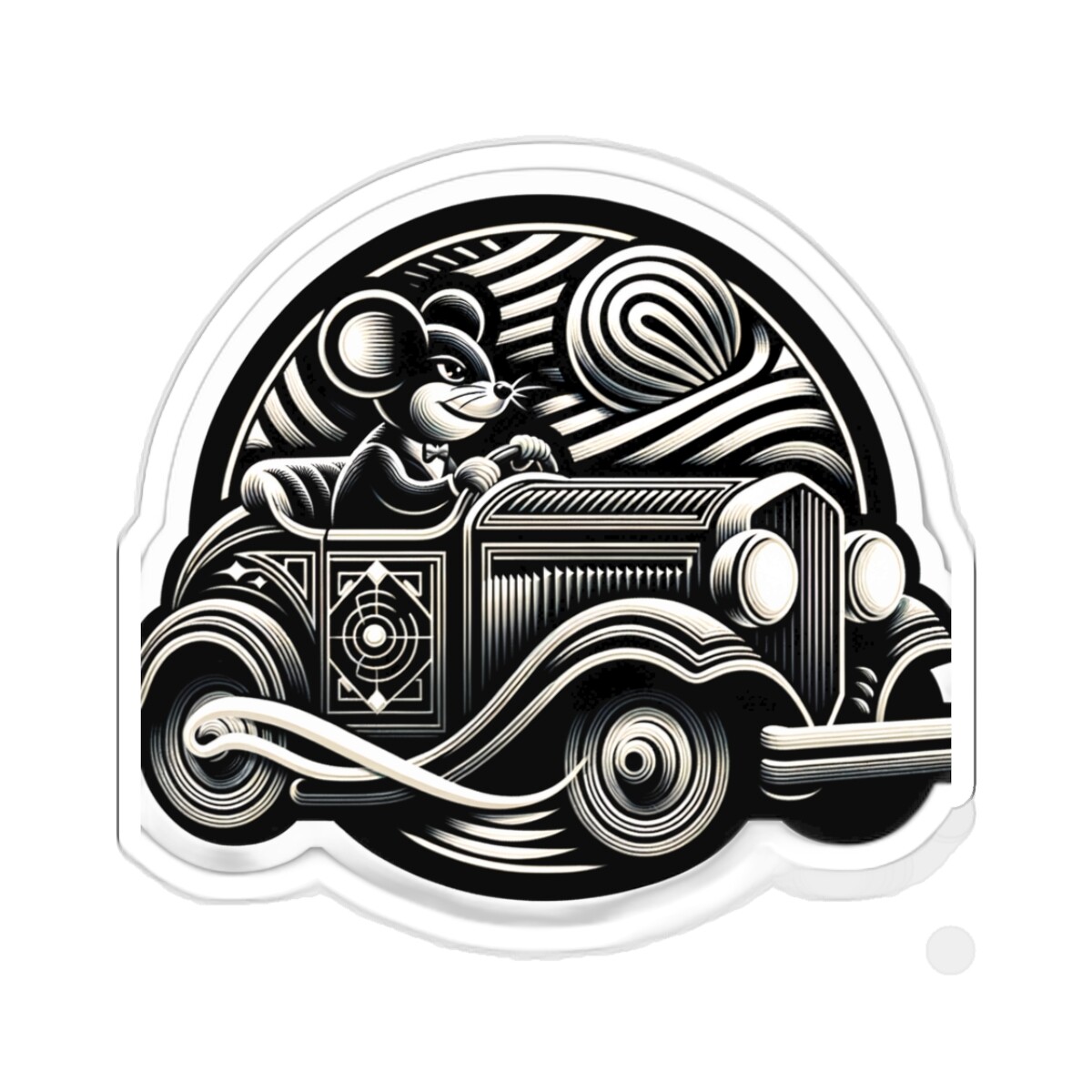 Sticker Art Deco Mouse Driver 1930s Car Sticker 2×2″ 3×3″ 4×4″ 6×6″
