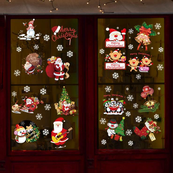 Christmas Window Cling Wall Sticker Decal Snowflake Santa Claus Reindeer Decor