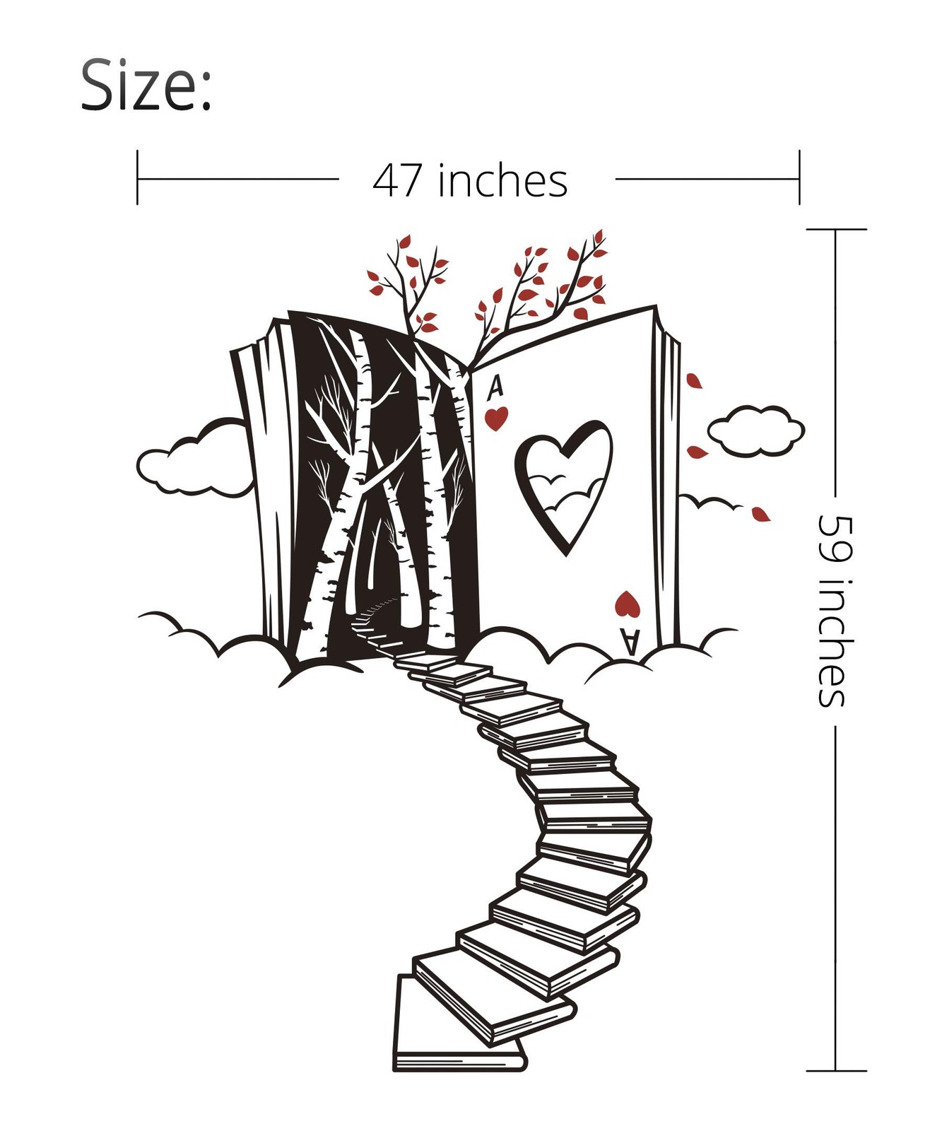 Alice in Wonderland Decorations Wall Decor for Bedroom with Stairs of Books, …
