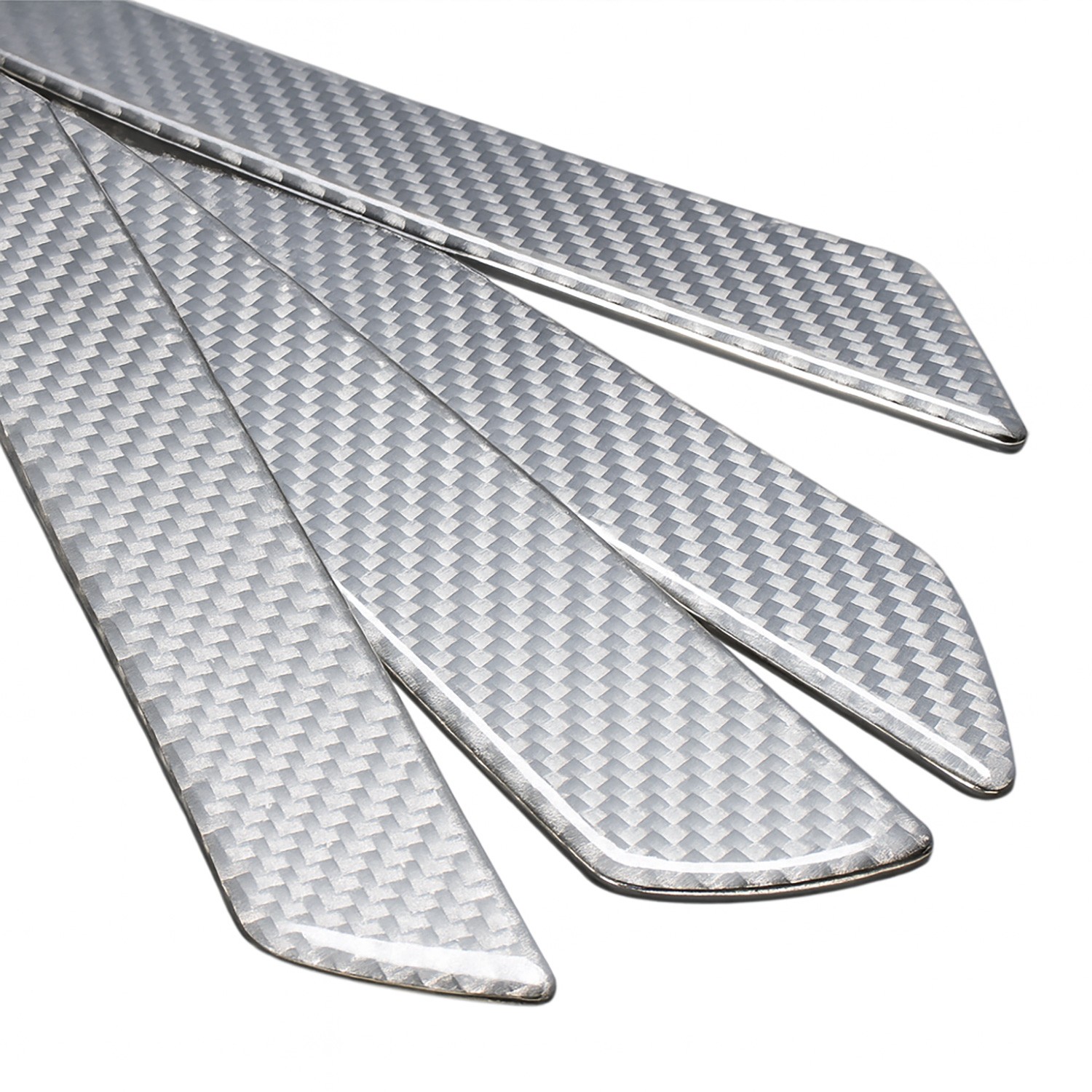 Ford Bronco Logo Silver Carbon Fiber Universal Door Sill Protector Kick Plates