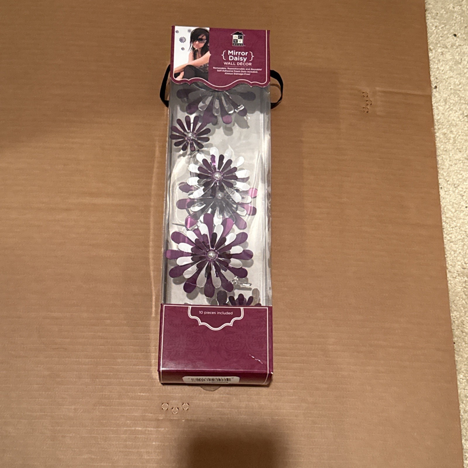 Mirror Purple Daisy wall accent removable repositionable room decor