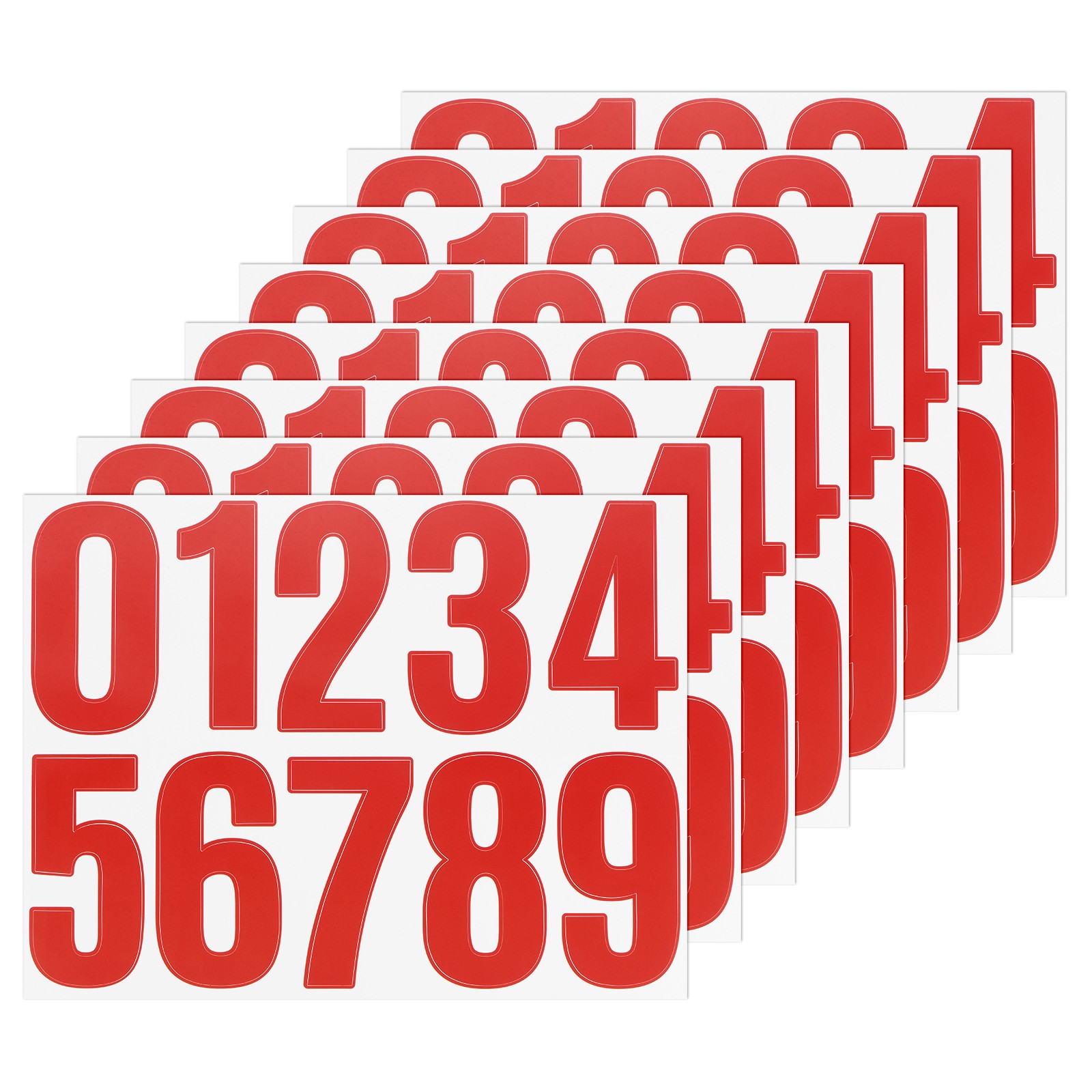 12-Sheets Numbers Stickers, 4″ Vinyl 0-9 Number Stickers[120pcs, Red]