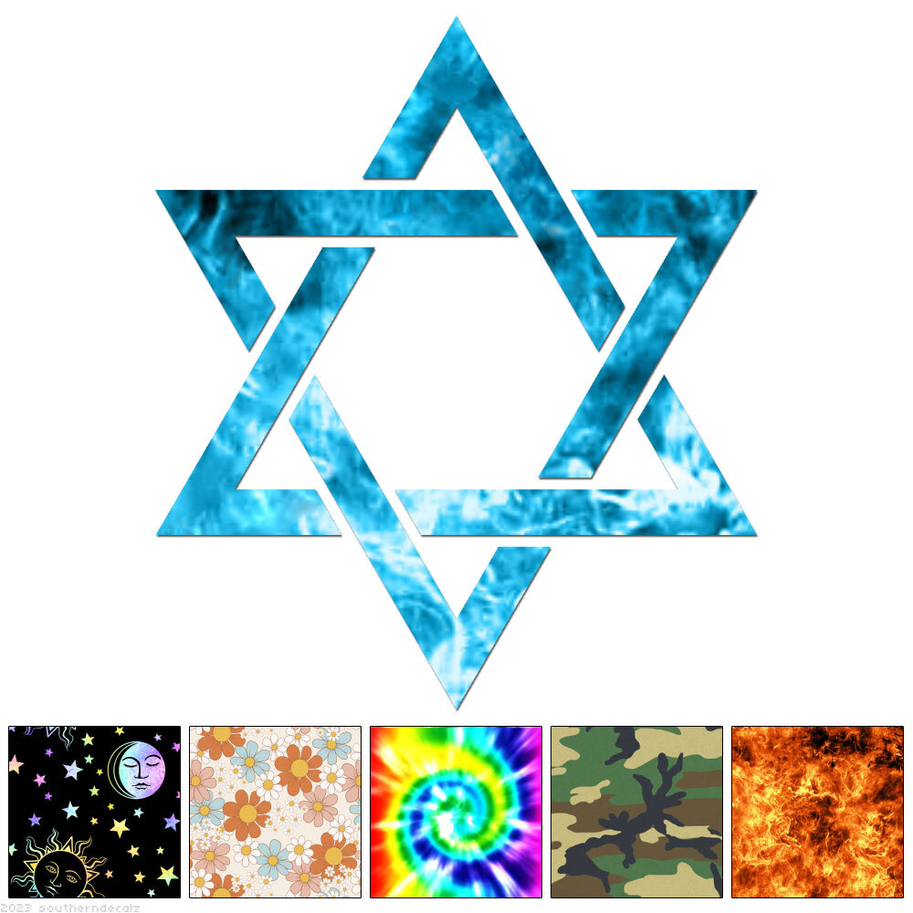 Star David – Decal Sticker – Multiple Patterns & Sizes – ebn6735