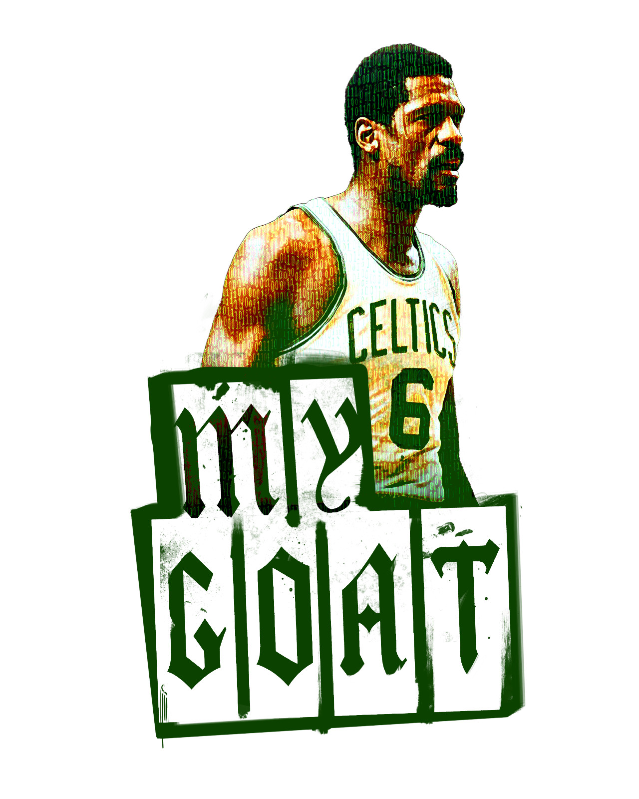3″ x 2″ Bill Russell ‘MY GOAT’ Vinyl Matte Sticker