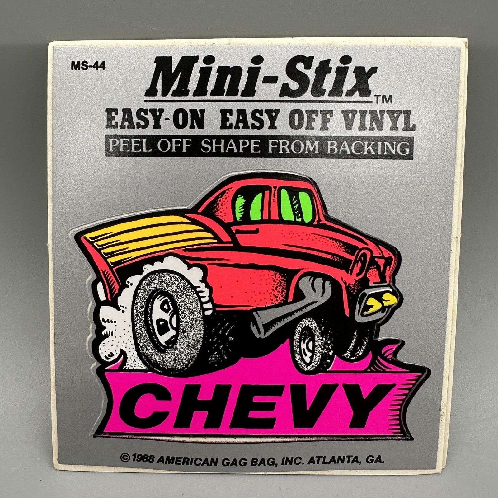 1988 Vintage ” CHEVY Chevrolet ” Black Light Retro Vinyl Sticker Cut-Out Shape