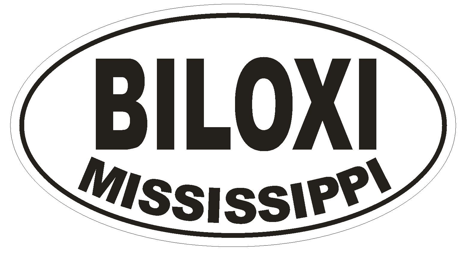 Biloxi Mississippi Oval Bumper Sticker or Helmet Sticker D1484 Euro Oval