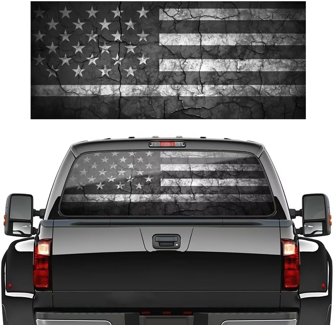 Patriotic American Flag Truck Back Window Graphics Decal,Patriotic Flag Perforat