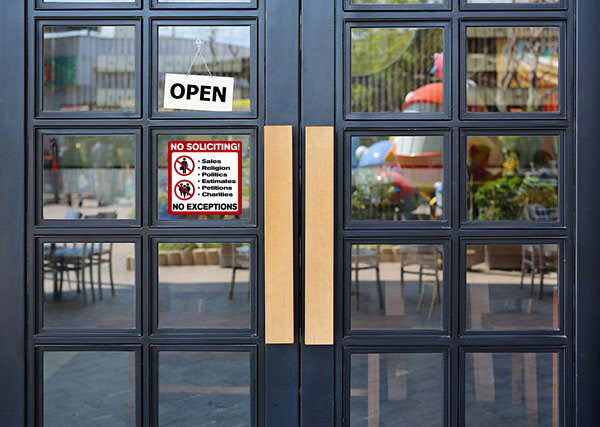 No Soliciting Door Window Sign Sticker Decal 2 FOR 1 FREE SHIPPING 6×6 Inches