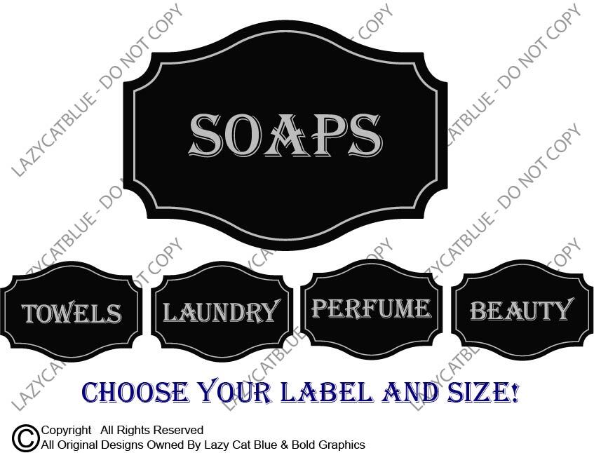 Bathroom Label Decal Sticker Bath Jar Soaps Wash Room Beauty Home Decor Laundry