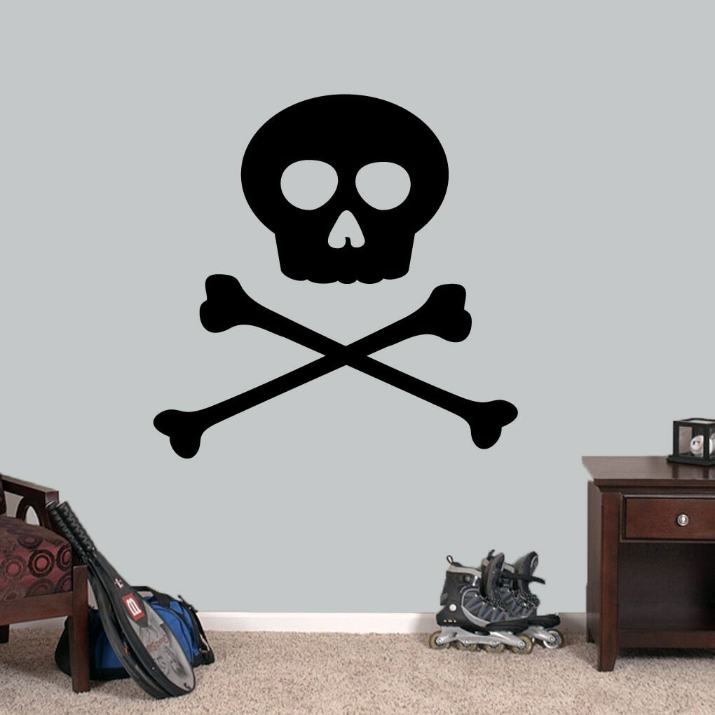 Skull and Crossbones Wall Decal – Kids, Teens, Pirate, Treasure, Nautical, Art