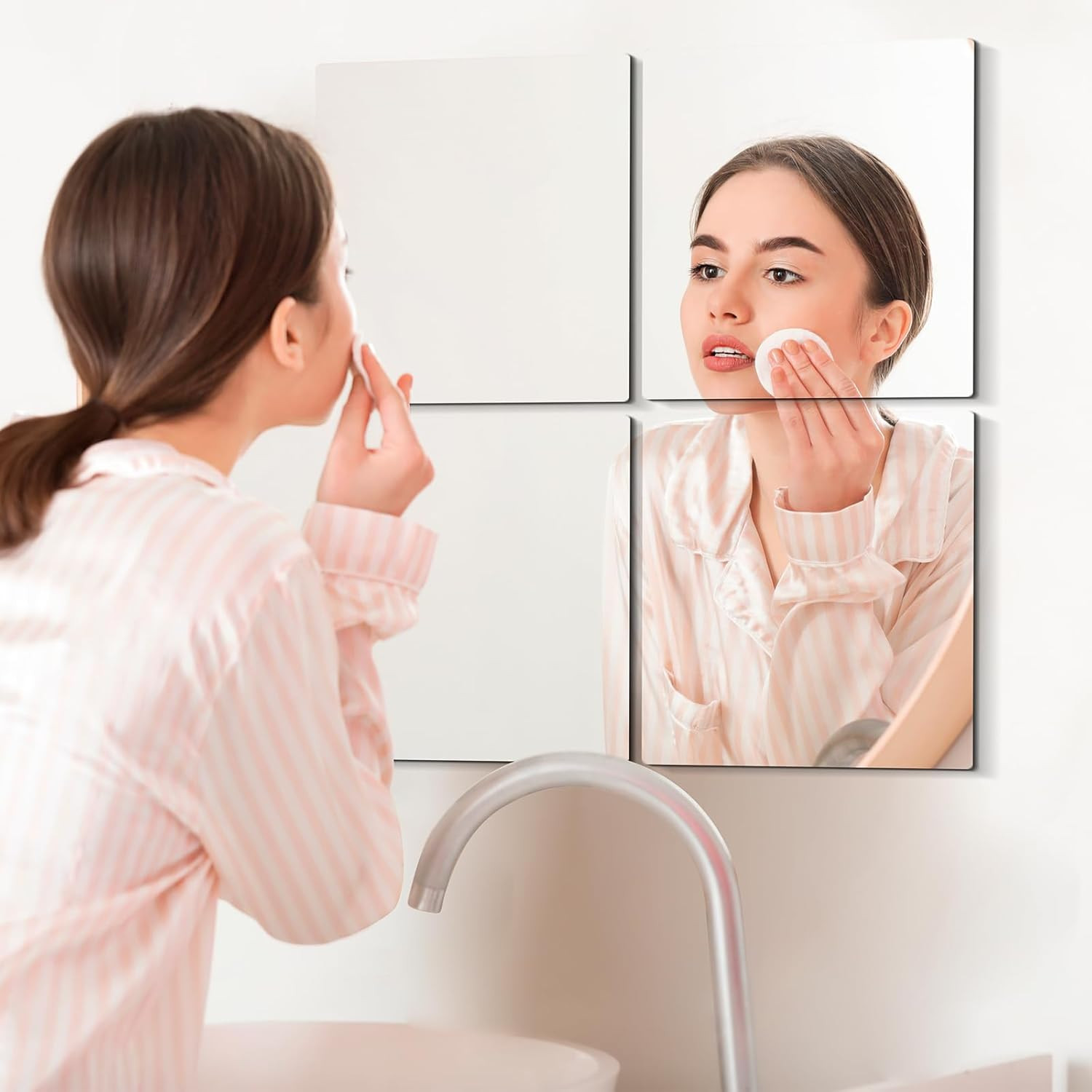 4 Pack Shatterproof Acrylic Mirrors Tiles Self Adhesive Wall Mirror Stickers Unb