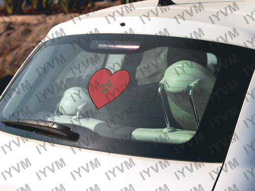 Morocco Flag Heart Sticker Decal