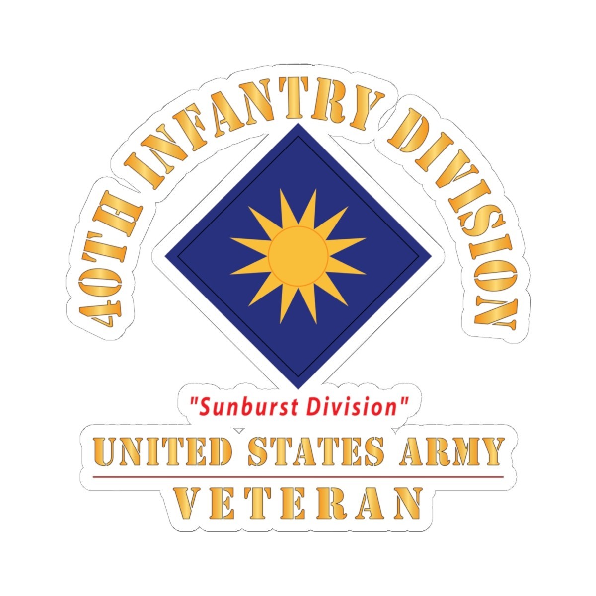 Kiss – Cut Stickers – Army – SSI – 40th Infantry Division – Sunburst Division –