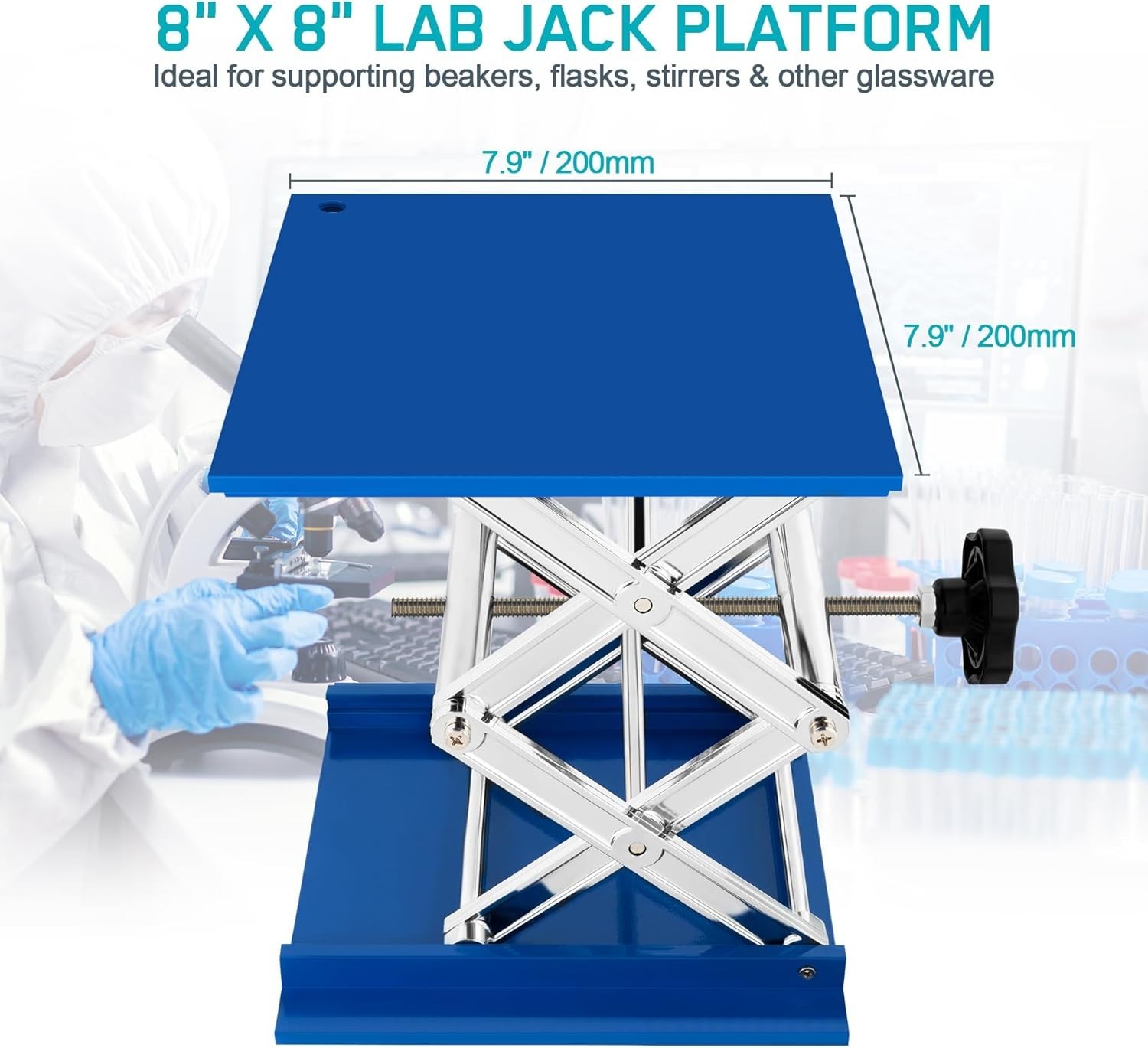 Jack Stand Platform 8″ x 8″, Laboratory Support Stand 200x200mm Manual Lab Lift