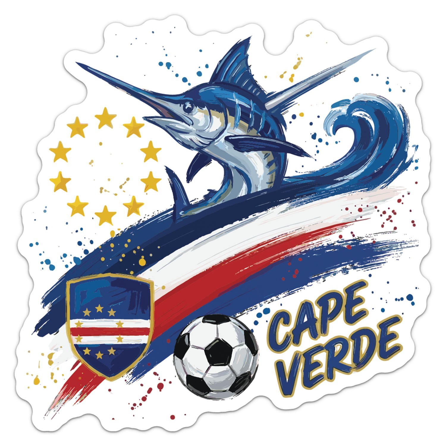 Cape Verde National Team Flag Football Soccer Sticker Car Bumper Vinyl Decal