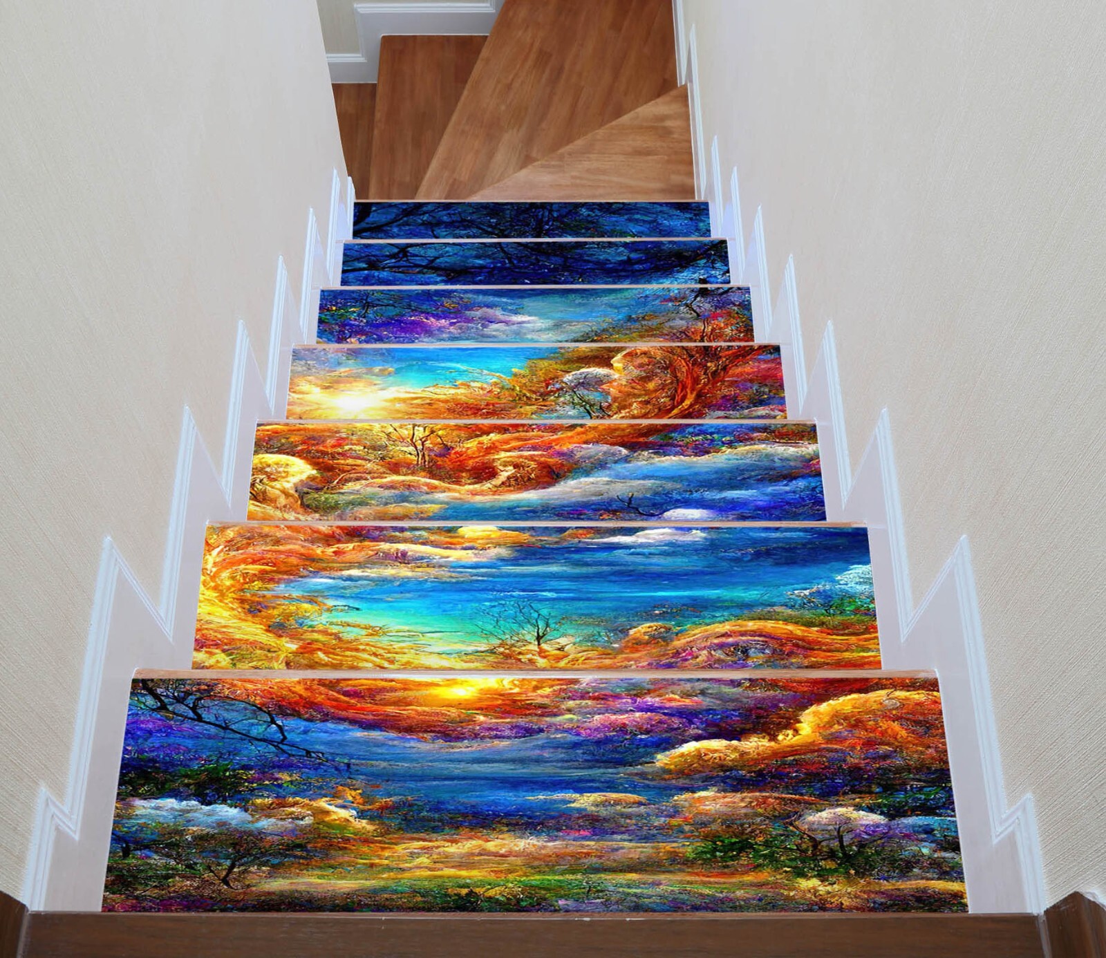 3D Oil Painting A214 Stair Risers Decoration Photo Mural Vinyl Wallpaper Vera