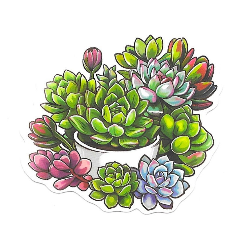 Vinyl Sticker Die Cut Succulent Arrangement Decal Rosette Plant Cute Journal