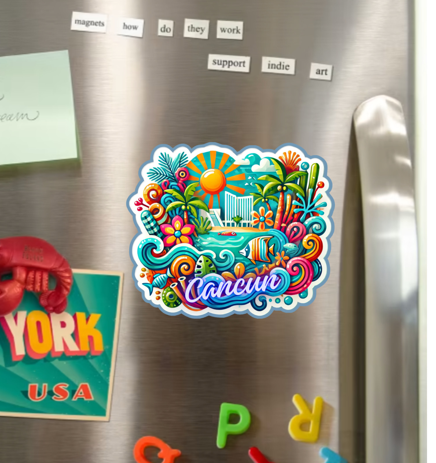 Cancun Mexico Fridge Magnet or Laptop Sticker