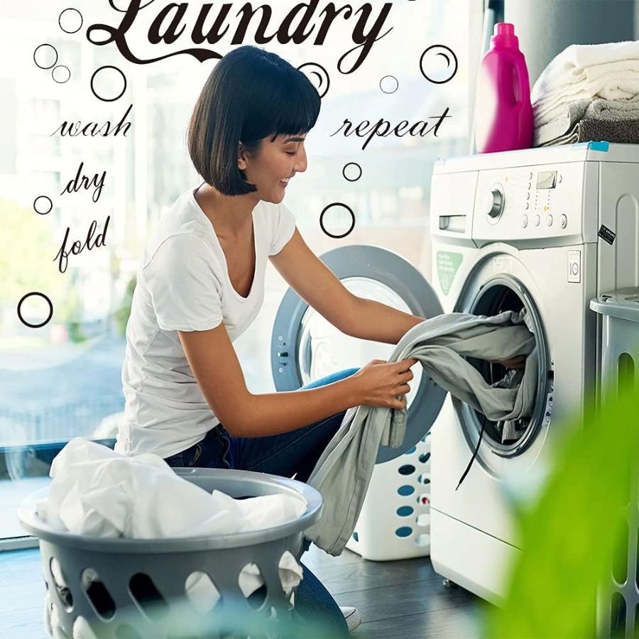 23 Pieces Characteristic Laundry Room Vinyl Wall Decal Saying Wash Dry Fold R