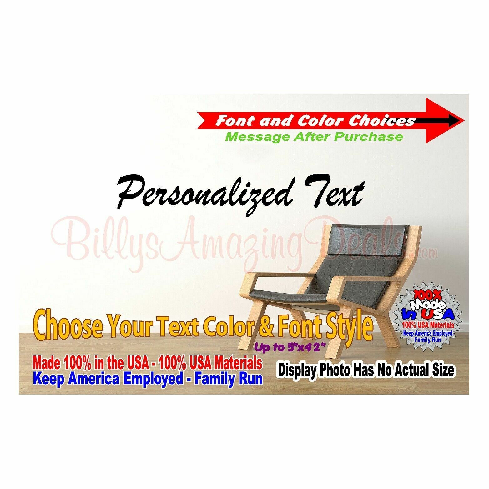Custom 5 x 42 Personalized Text Name Decal Décor Bedroom Wall Art Window Sticker