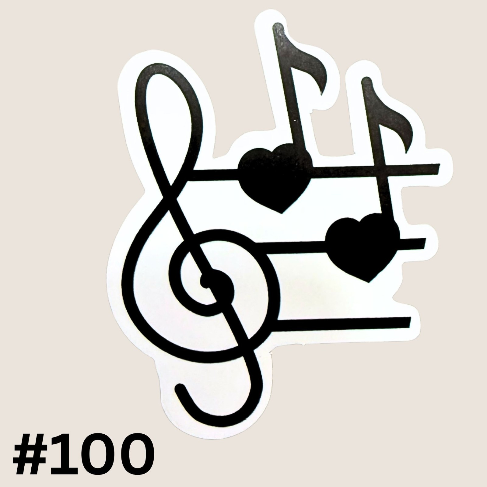 Treble Clef Heart Music Notes Waterproof Vinyl Sticker Crafting Locker Mug No100