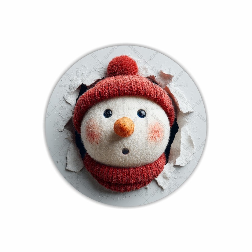 Snowman Braking Wall Christmas Round Dot Stickers Set, 1.2″ & 1.5″
