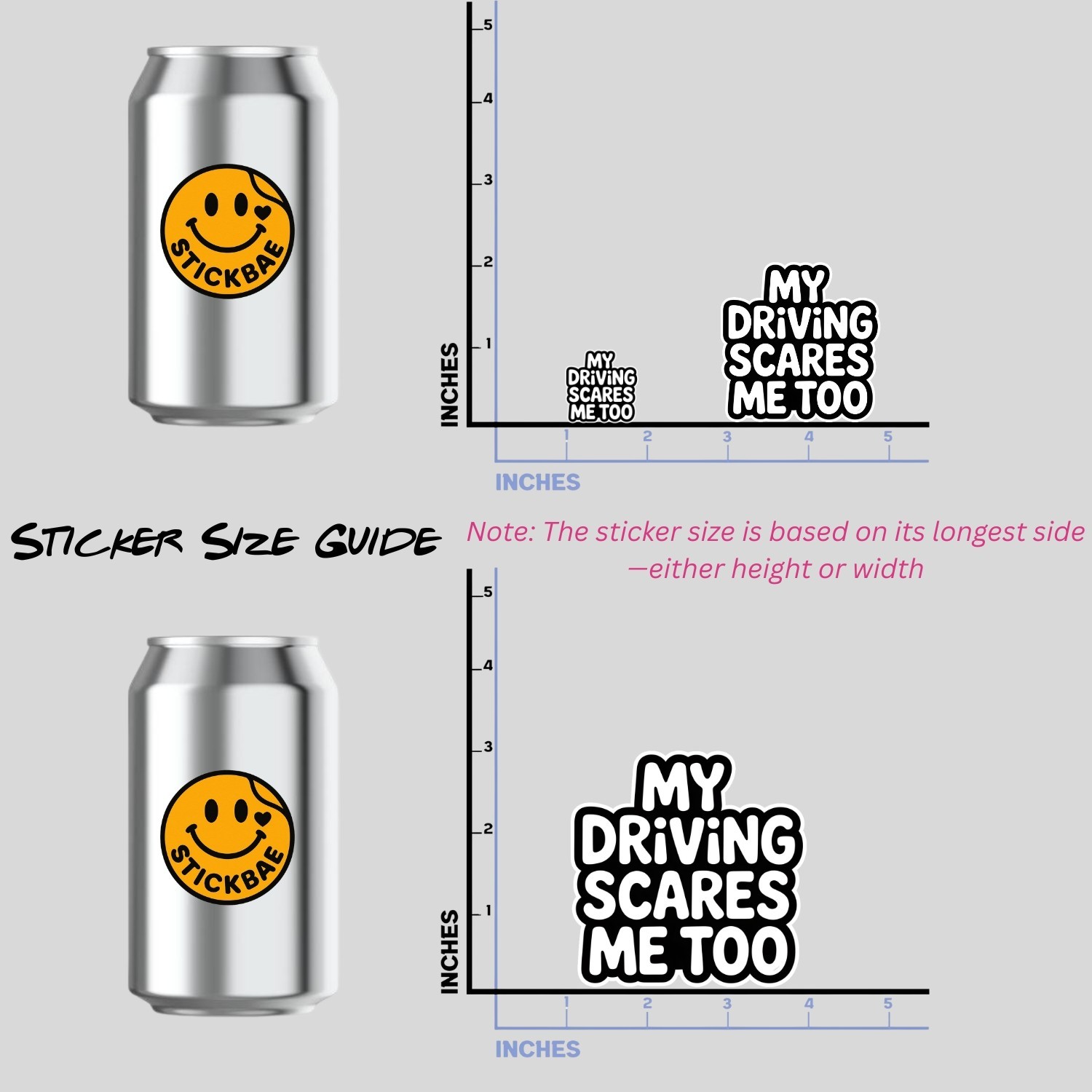 Funny “My Driving Scares Me Too” Stickers: 4-Pack Waterproof Vinyl Decals