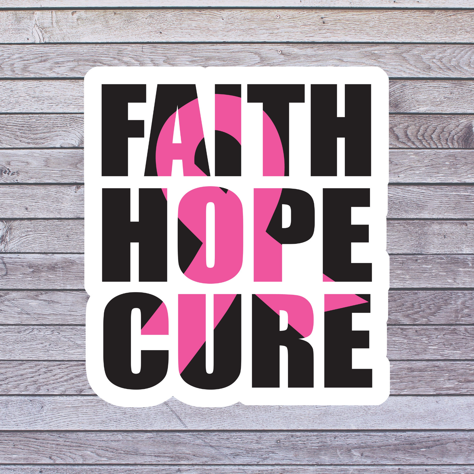 Breast cancer awareness sticker vinyl decal faith hope cure ribbon pink black