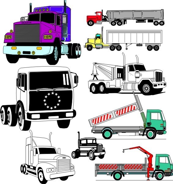 Vector Trucks Bundle, Truck Vector CDR Files, Editable Truck Clipart-Vector CDR