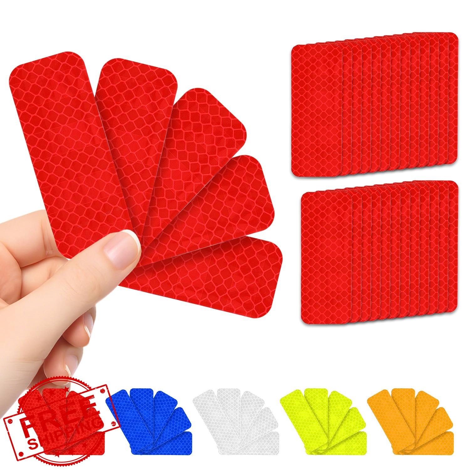 NeoLum Red Reflective Stickers 8x3cm 30 Pcs