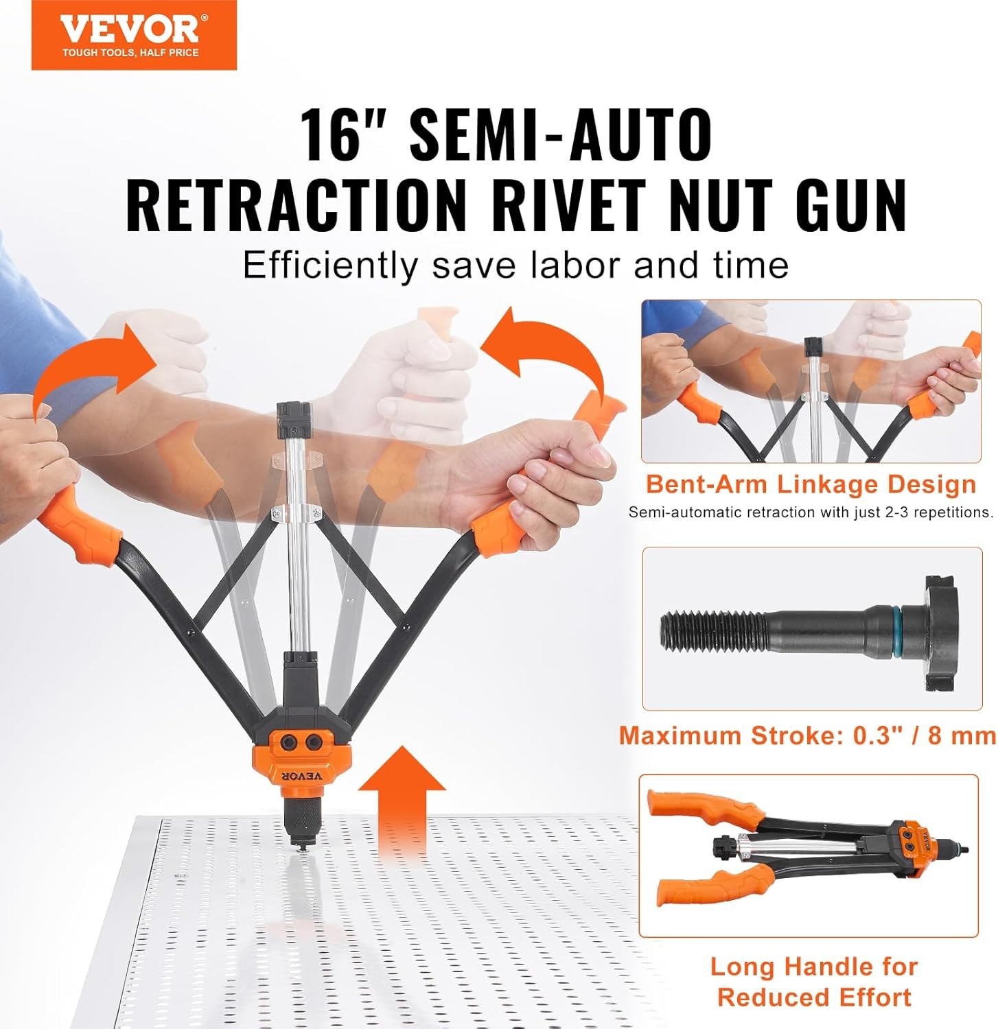 Rivet Nut Tool, 16 inch Rivnut Tool Kit with 13PCS Metric and SAE Mandrels