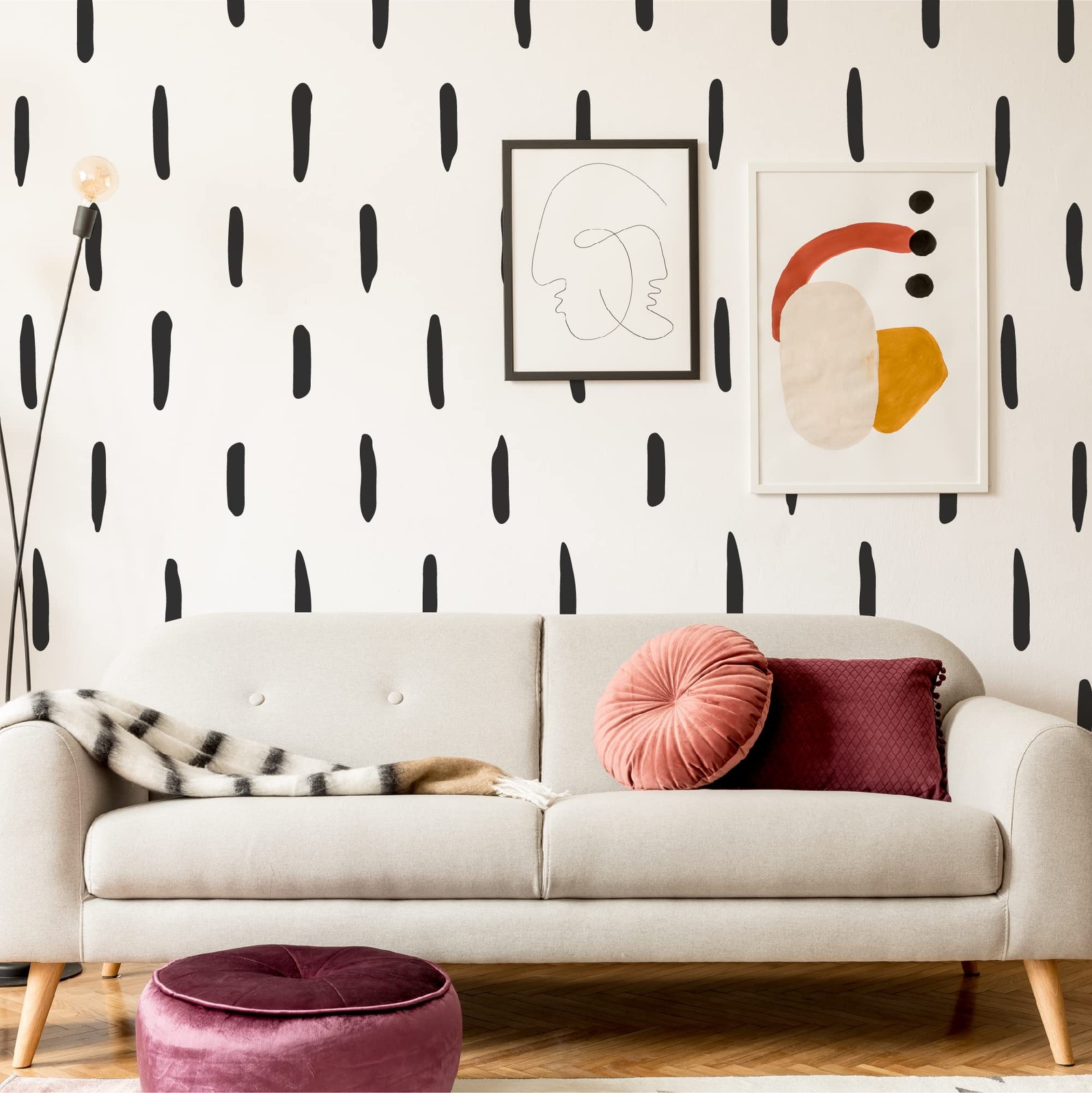 SHYJSHYJ Black Thick Irregular Line Vinyl Abstract Wall Decals, Peel B,
