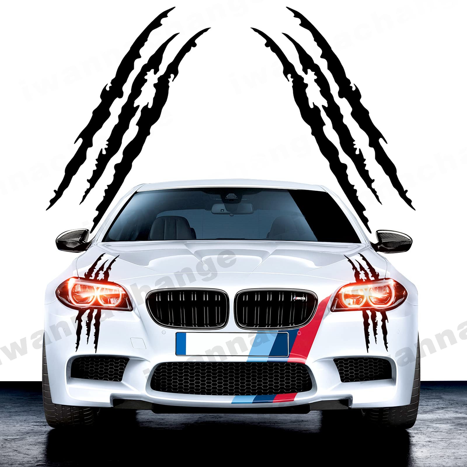 2pcs Monster Claw Marks Headlight Car Sticker Stripes Scratch Decal Vinyl for…