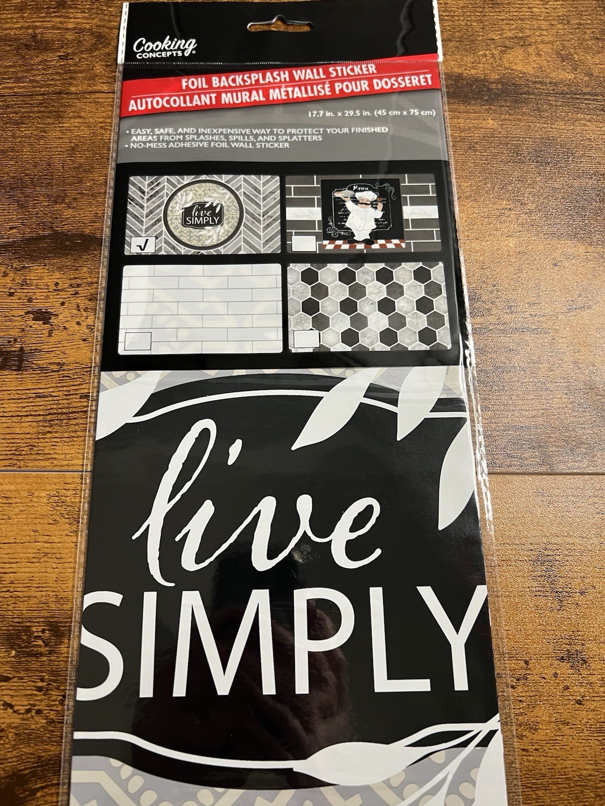 Cooking Concepts Foil Backsplash Live Simply Tile Look 17.7 x 29.5 Gray