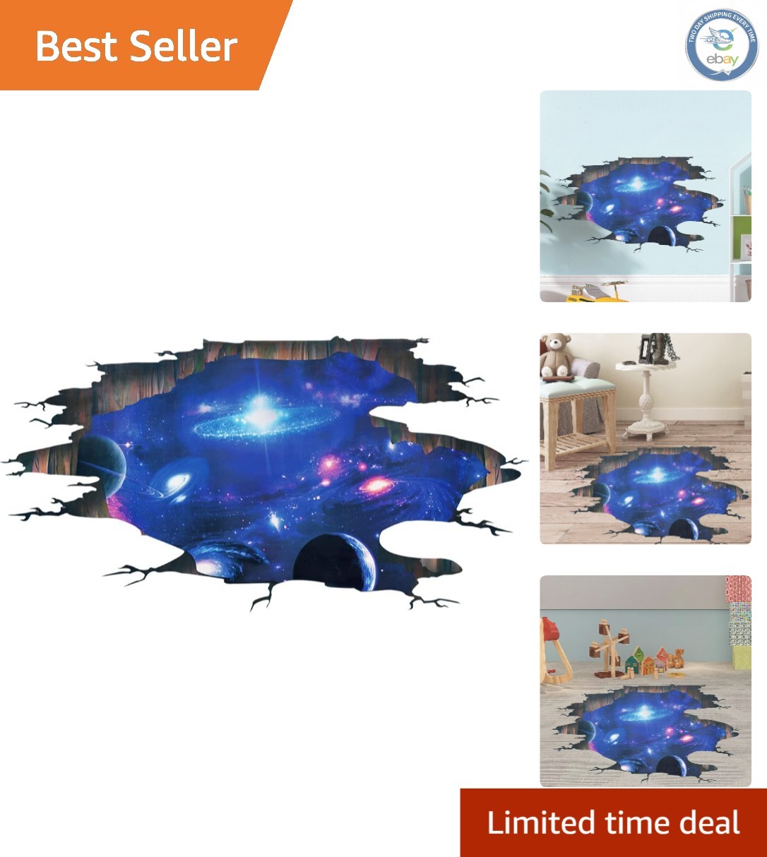 Educational 3D Galaxy Wall Art – Removable Cosmic Decals for Kids’ Imagination
