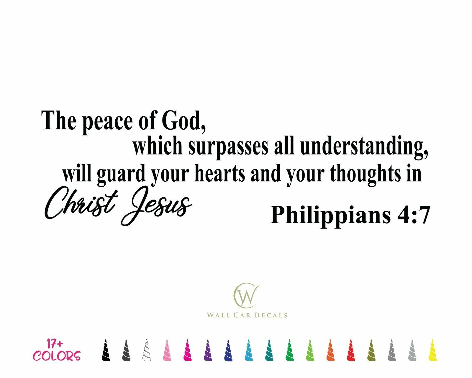 Philippian 4:7 Peace God Christ Jesus Bible Verse Wall Quote Vinyl Decal Sticker
